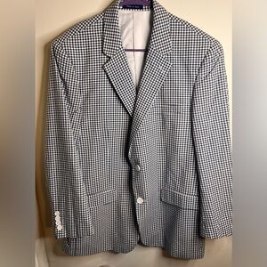 Navy and White Gingham Sport Coat - Unbranded
